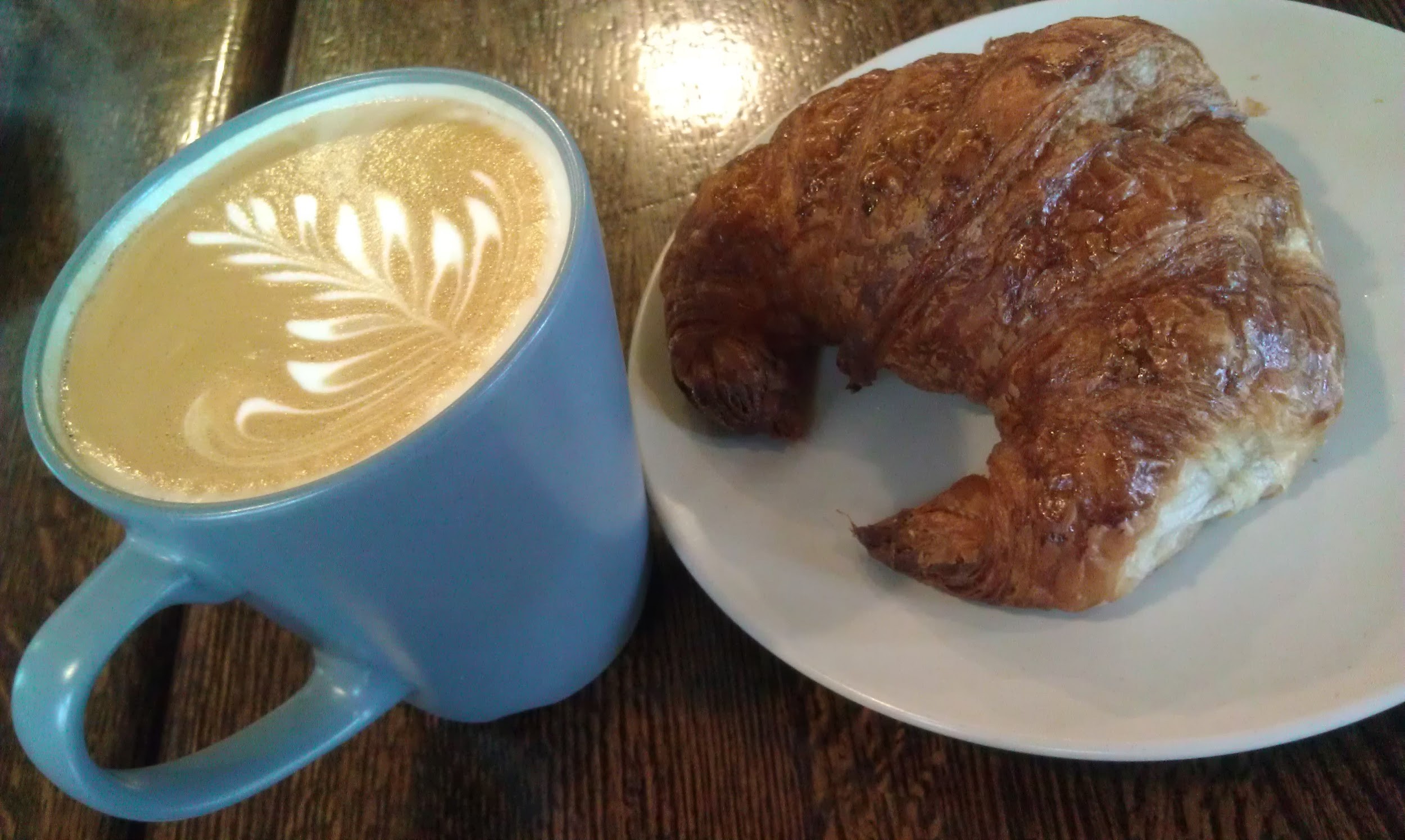 taste of morning croissant and latte